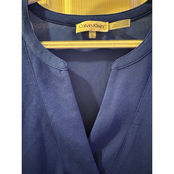 Calvin Klein Women's Royal Blue Blouse Sz M Flutter Sleeve - Picture 7 of 10